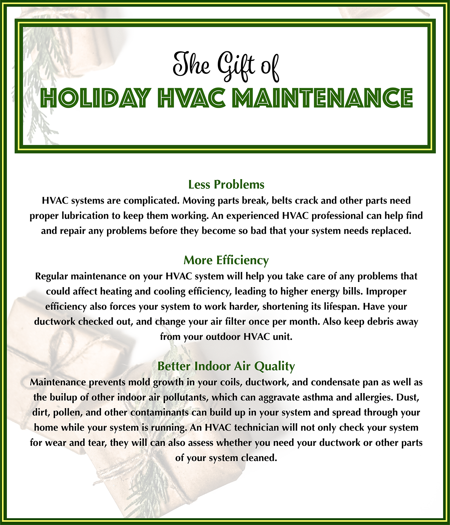 Holiday HVAC Maintenance